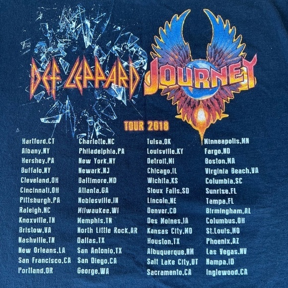Def Leopard Journey 2018 Tour Concert T-Shirt Double Sided Merch 2XL Tour Dates - Picture 5 of 8